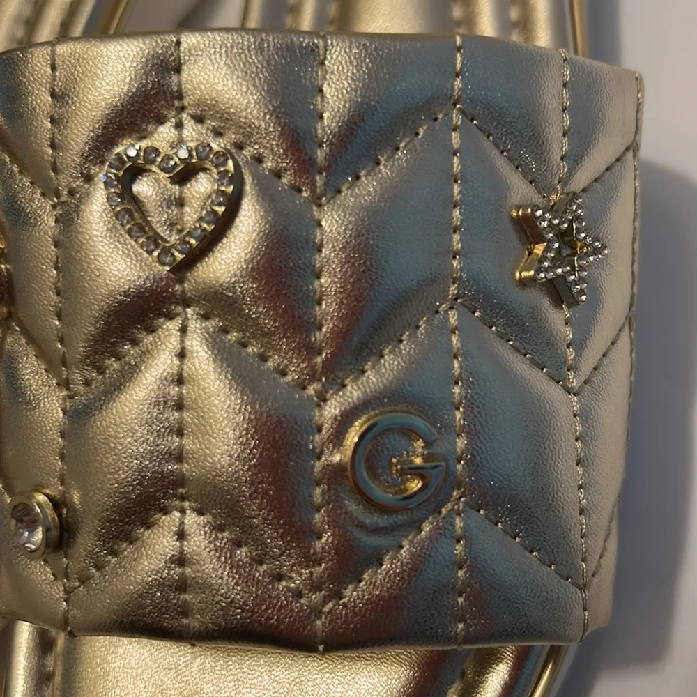 GBG Los Angeles Metallic Gold Quilted Sandals - Picture 8 of 16
